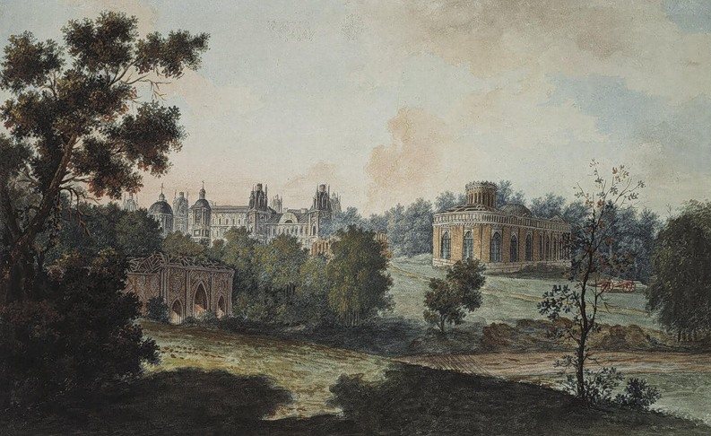 Vista de Tsarítsino de Fiódor Alekséyev, 1800, dibujado en Tsarítsino, Moscú