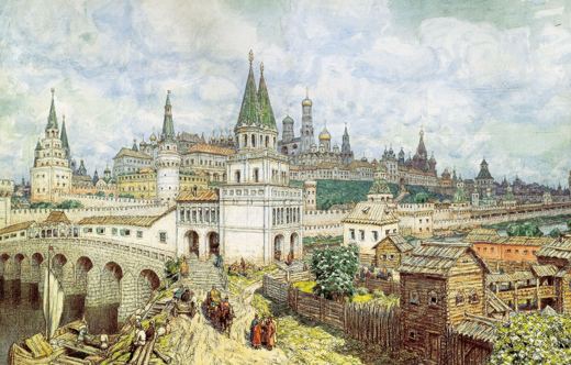 Vsekhsvjatskij-broen og Kreml i Moskva