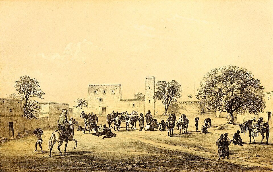 Dendal v Kukawě: Heinrich Barth, 1857, nakresleno: Kukawa, Borno, Nigérie