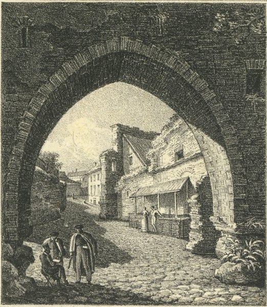 Mikulášská brána v Revalu: Nikanor Chernetsov, 1829, nakresleno: Tallinn, Estonsko