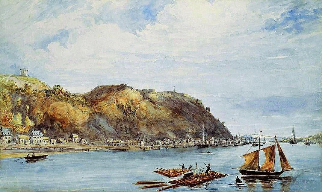 Québec von der Bucht am Cape Diamond von James Pattison Cockburn, 1827, gezeichnet in Cape Diamond, Québec, Kanada