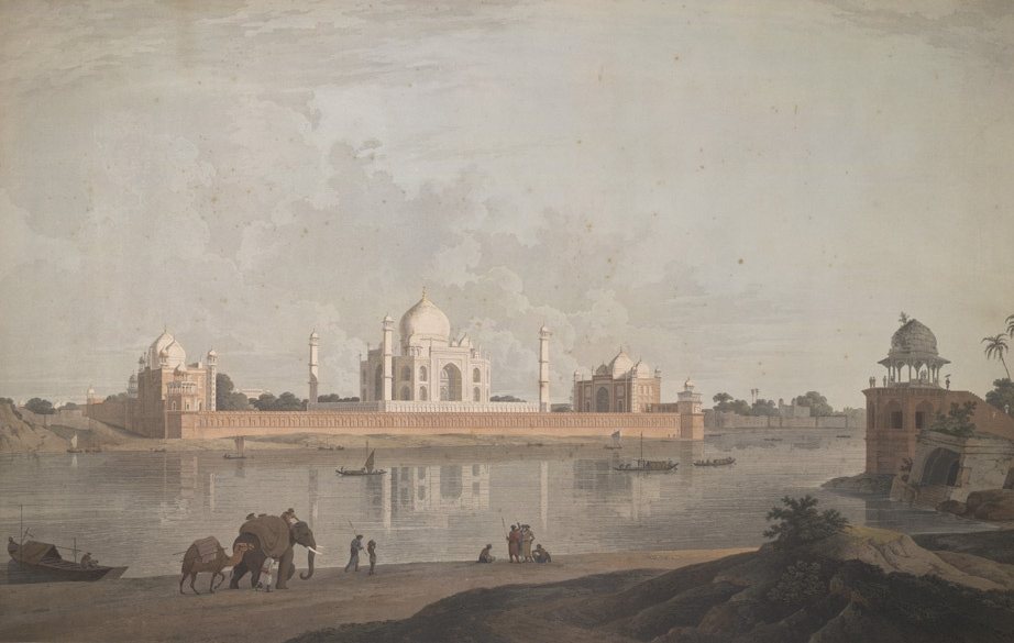 Taj Mahal, Agra: William Daniell, 1801, desenat: Taj Mahal, Agra, India