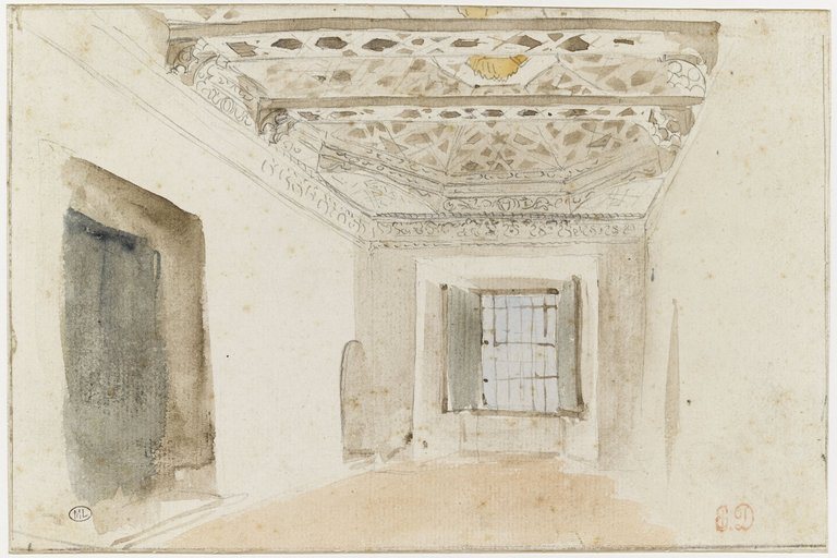 Interior àrab, «habitació de Delacroix» de Eugène Delacroix, 1832, dibuixat a Meknès, Marroc