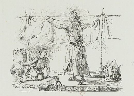 Woman on a Terrace in Tangier — Eugène Delacroix, 1832