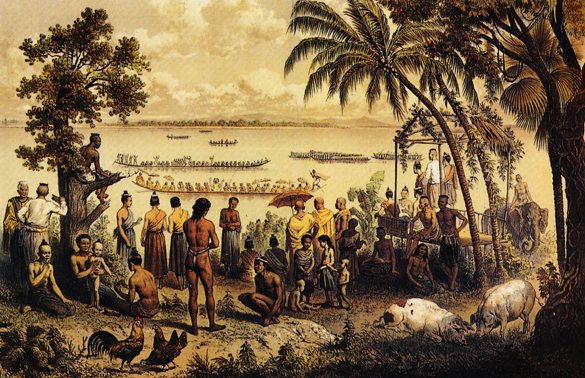 Kanorace ved Bassac av Louis Delaporte, 1873, tegnet i Bassac (Champasak), Laos