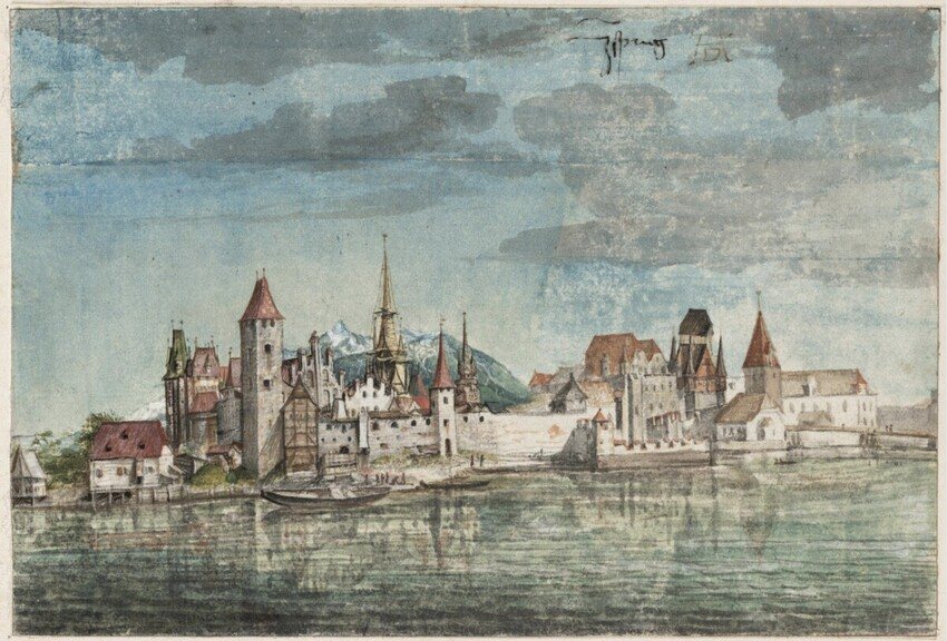 Innsbruck von Norden von Albrecht Dürer, 1494, gezeichnet in Innsbruck, Österreich