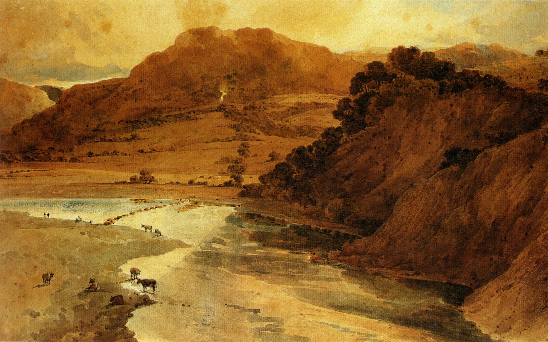 Berhampiran Bolton Abbey oleh Thomas Girtin, sekitar 1800, dilukis di Bolton Abbey, Yorkshire, England