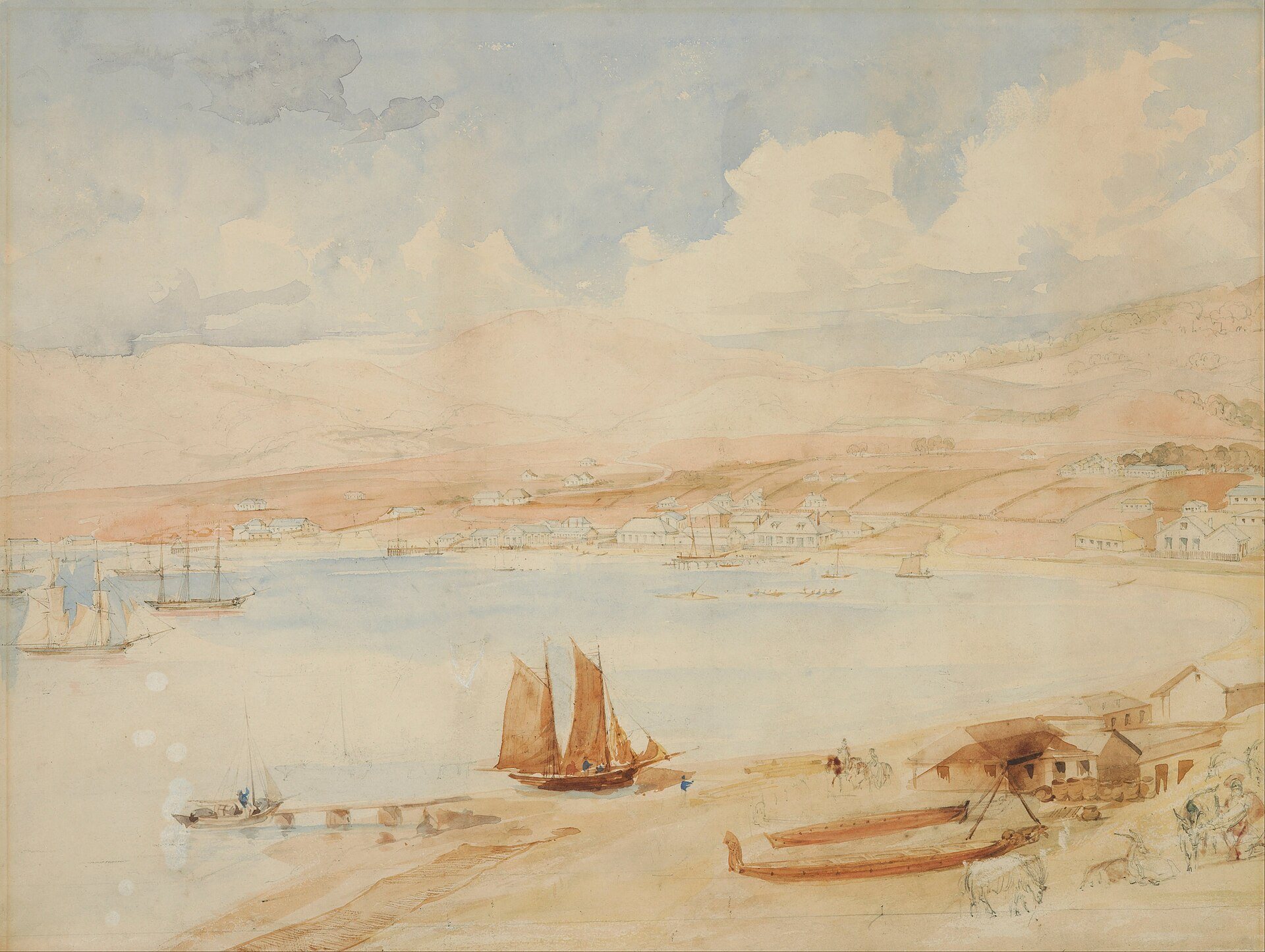 Hafen von Wellington von Charles Heaphy, 1841, gezeichnet in Wellington, Neuseeland