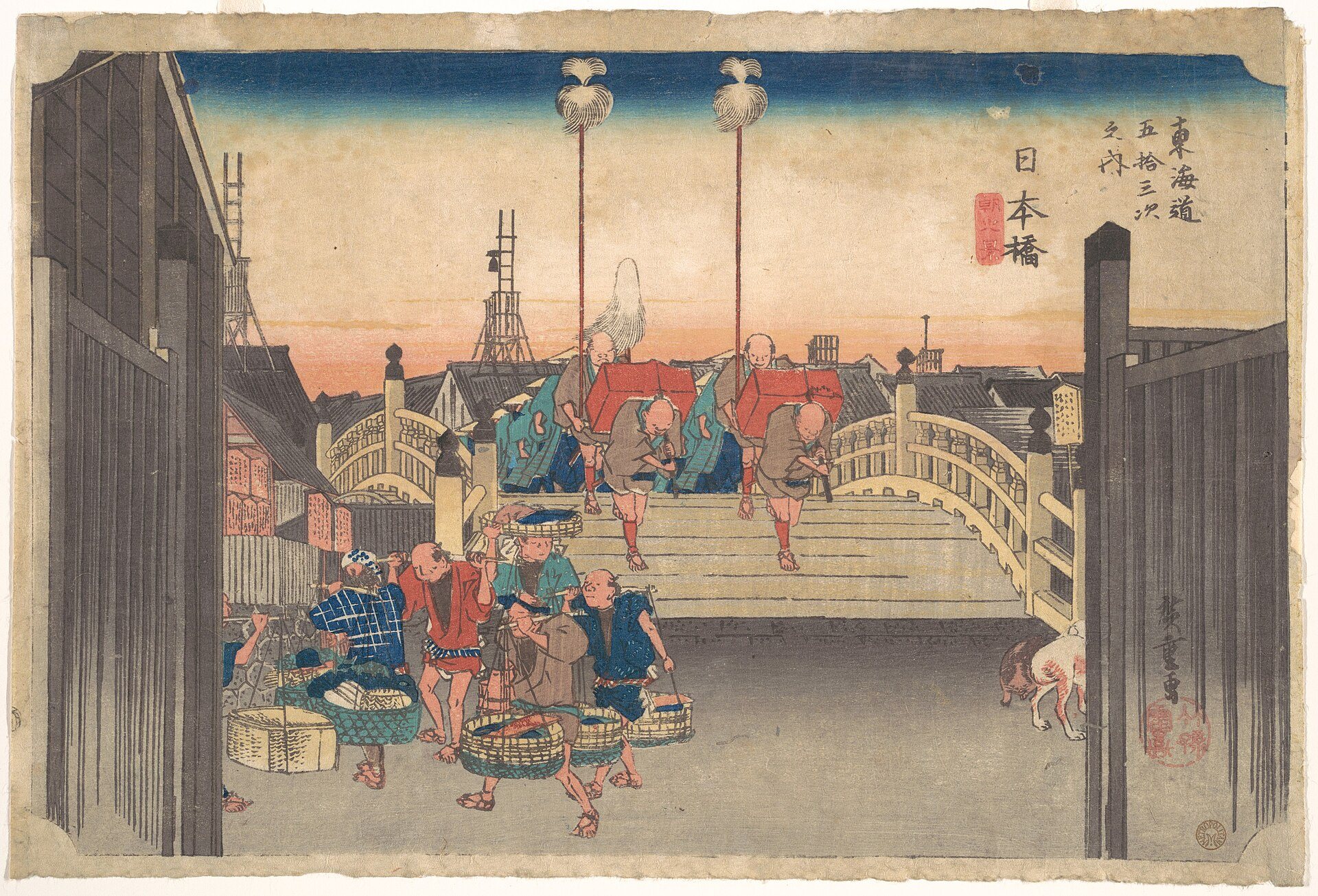 Mañana en el Nihonbashi de Utagawa Hiroshige, h. 1833, dibujado en Puente Nihonbashi, Tokio