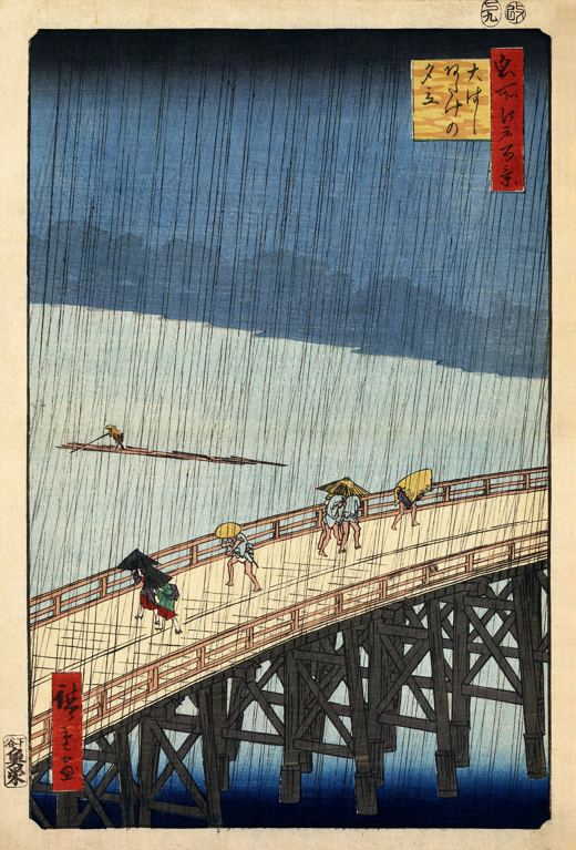 Sudden Shower over Shin-Ōhashi Bridge — Utagawa Hiroshige, 1857