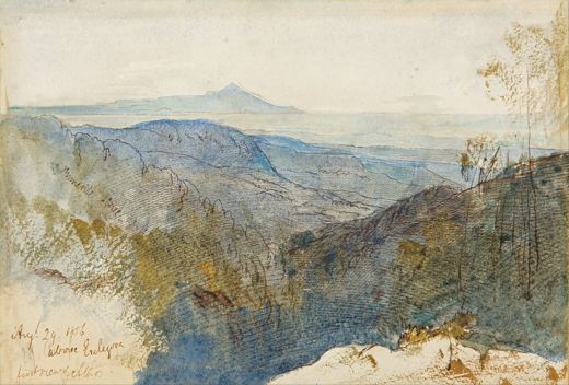 A Distant View of Mount Athos — Edward Lear, 1856