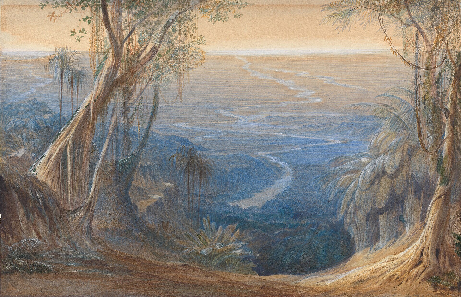 Edward Lear: Siliguri’den Bengal ovaları, 1874, çizildiği yer: Siliguri, Bengal, Hindistan