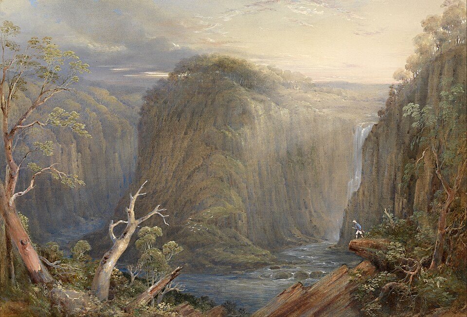 Apsley Falls by Conrad Martens, 1874, drawn at Walcha, New South Wales, Australia