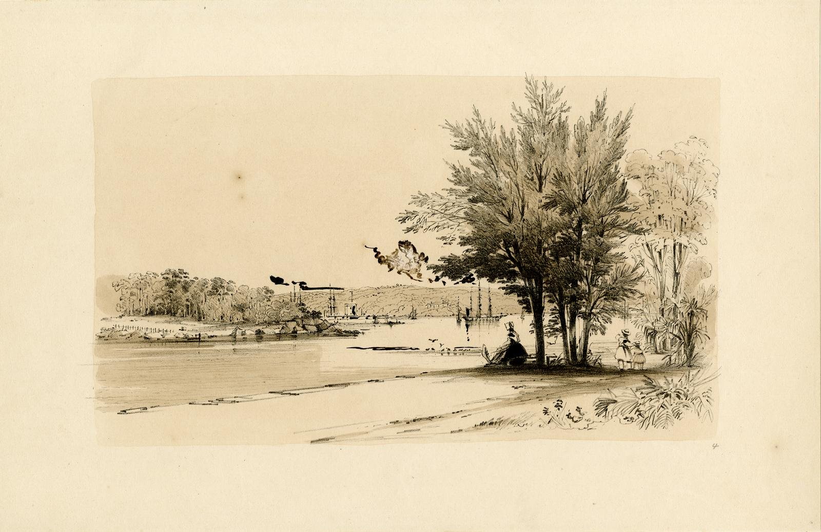 Shore of the Harbour, Sydney by Conrad Martens, 1849, drawn at Sydney Harbour, Australia