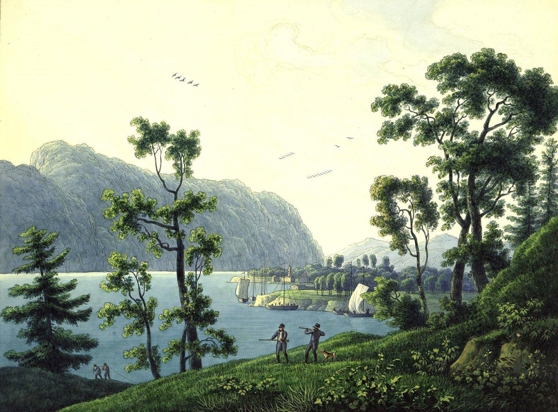 Nikolsky Monastery on Lake Baikal by Andrey Martynov, c. 1806, drawn at Posolskoye, Lake Baikal, Russia