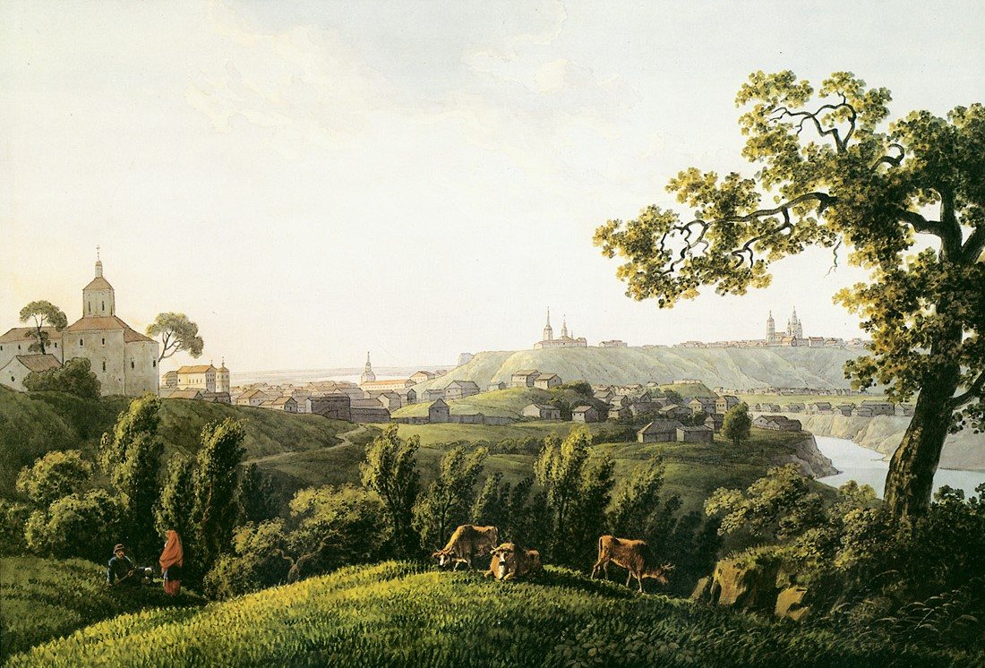 Вид Томска: Андрей Мартынов, около 1806, нарисовано: Томск, Сибирь, Россия