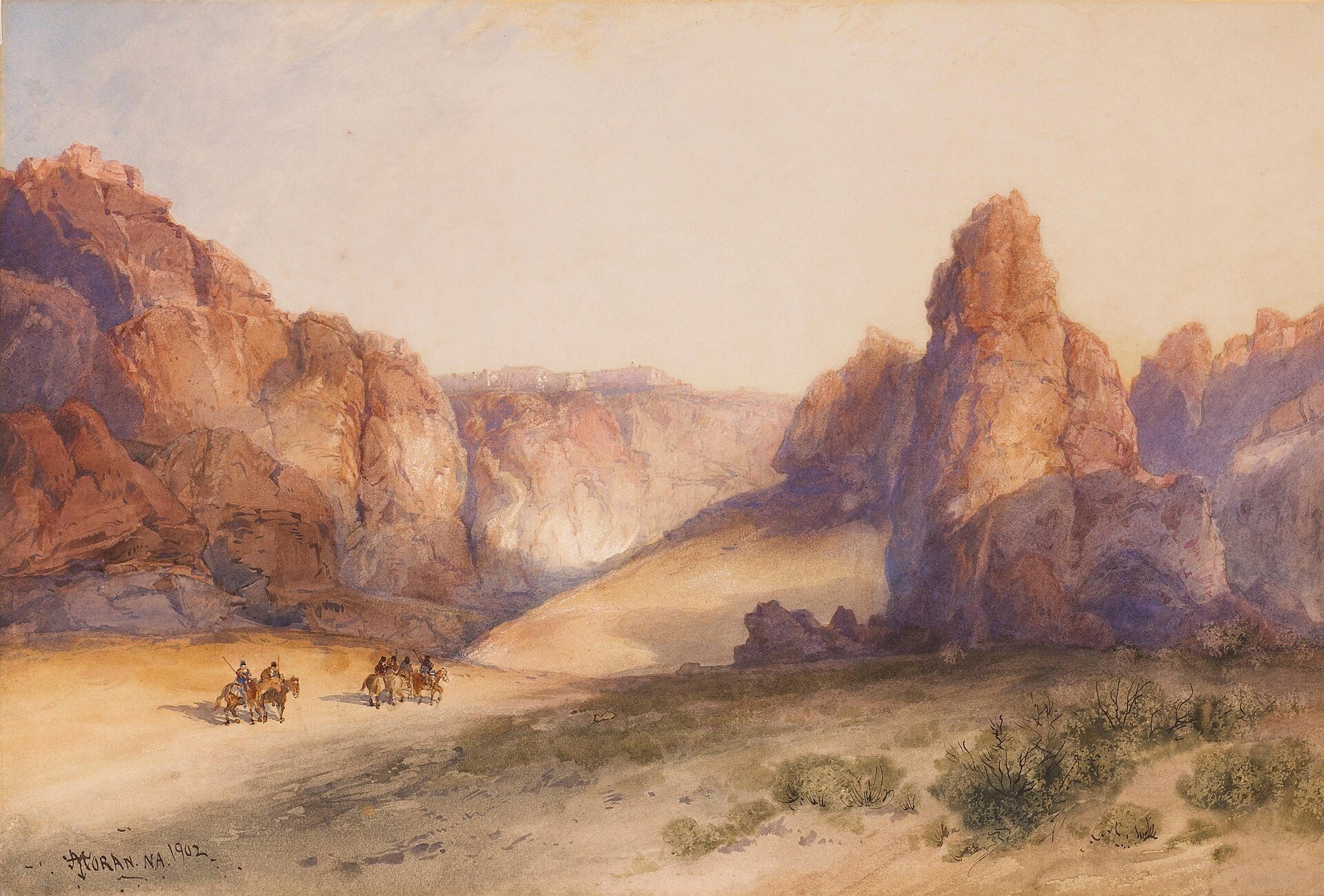 Der Felsen von Acoma, New Mexico von Thomas Moran, 1902, gezeichnet in Acoma Pueblo, New Mexico