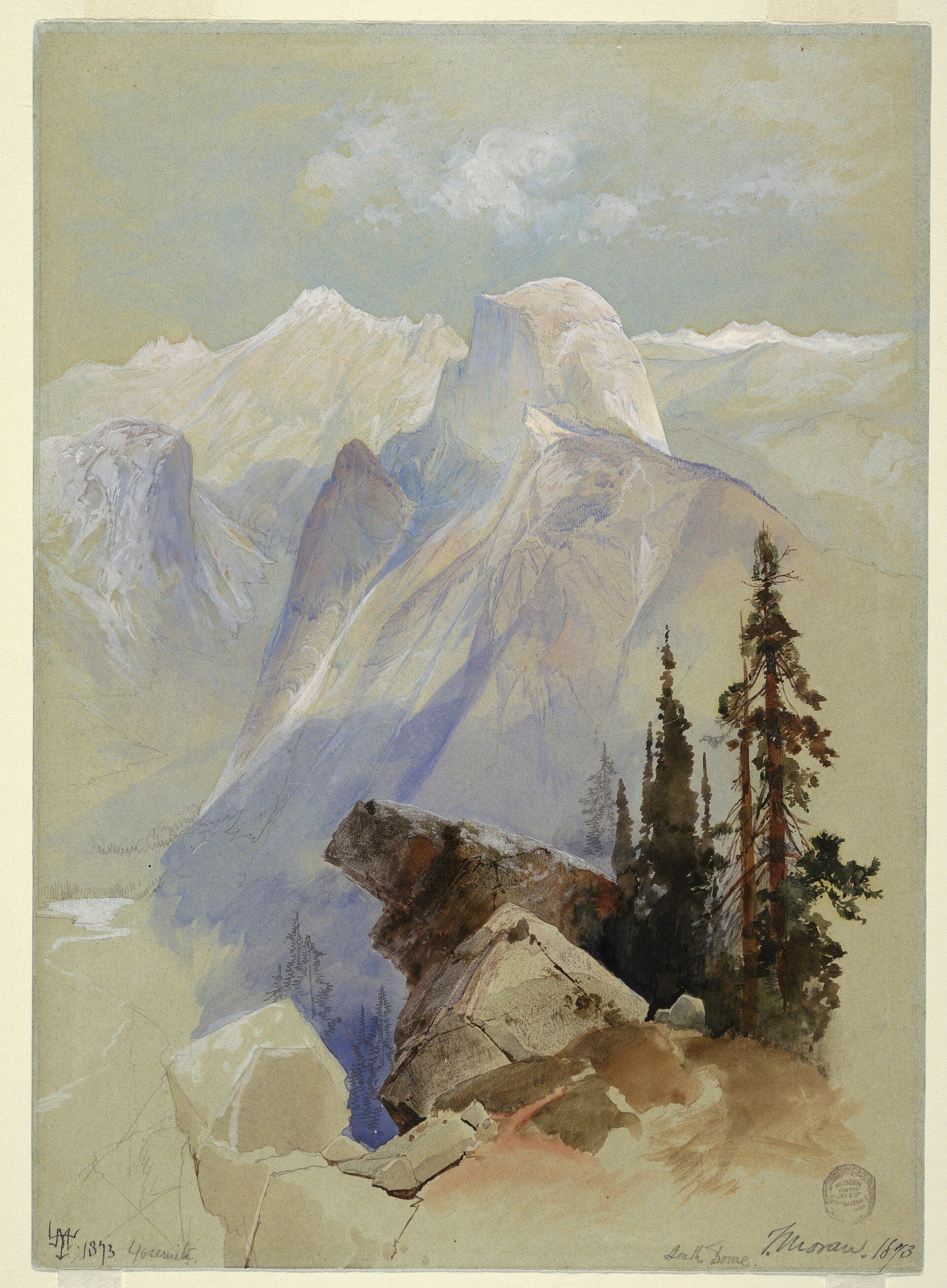 Half Dome, Yosemite by Thomas Moran, 1873, drawn at Half Dome, Yosemite