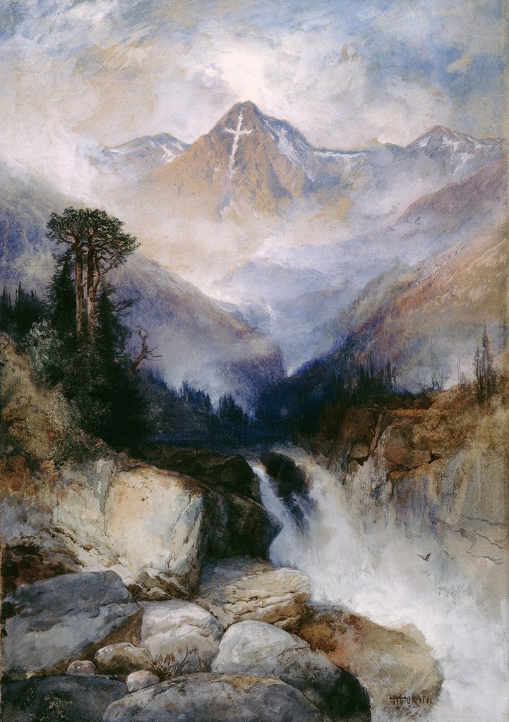 Mountain of the Holy Cross, Colorado af Thomas Moran, 1890, tegnet i Mount of the Holy Cross, Colorado