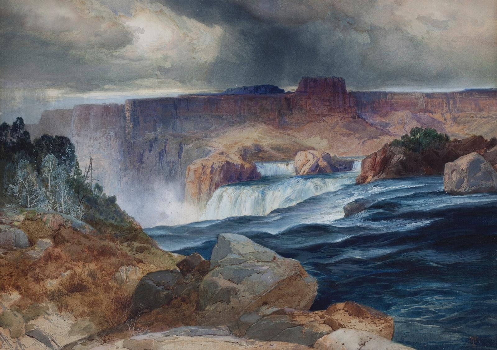 Cascades Shoshone, Idaho de Thomas Moran, c. 1875, dibuixat a Cascades Shoshone, Idaho