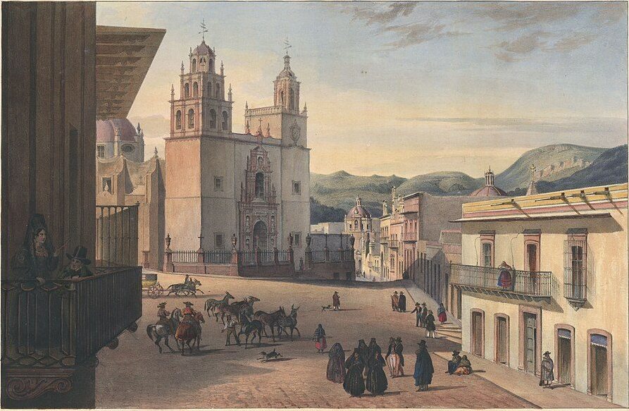 Главная площадь Гуанахуато: Карл Небель, 1836, нарисовано: Гуанахуато, Мексика
