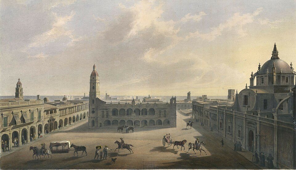 Main Square of Veracruz by Carl Nebel, 1836, drawn at Veracruz, Mexico