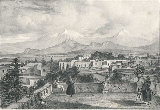 Mexican Volcanoes from Tacubaya — Carl Nebel, 1836