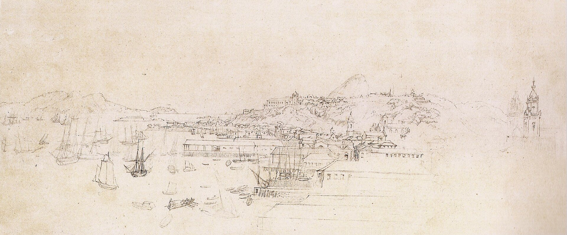 נוף מסאו בנטו, ריו מאת יוהאן מוריץ רוגנדס, 1821–1825, צוייר במנזר סאו בנטו, ריו דה ז'נרו