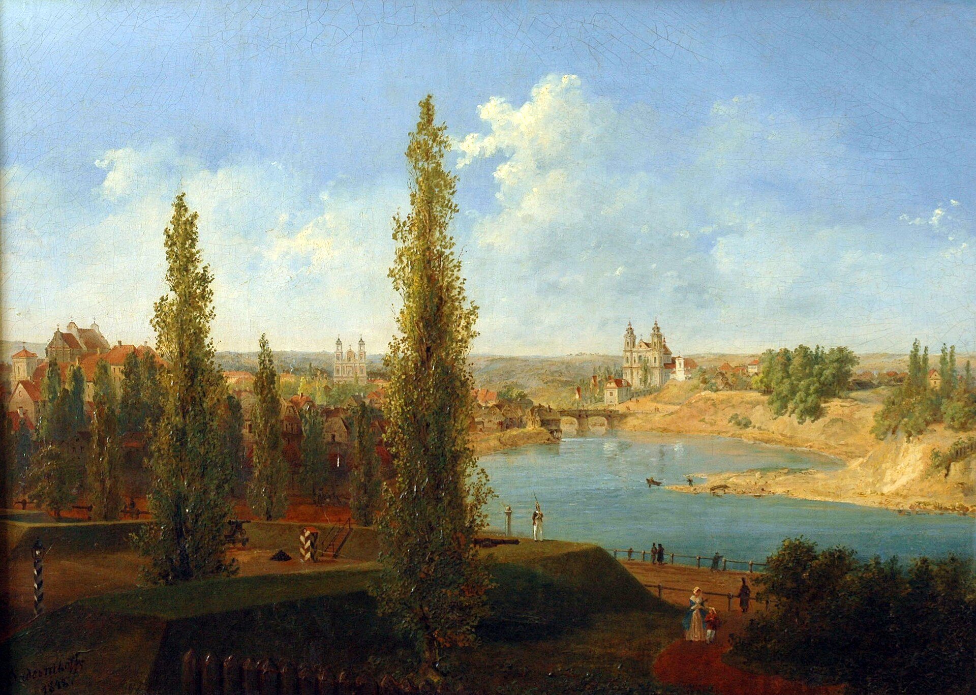 The Neris River in Vilnius by Vasily Sadovnikov, 1848, drawn at Vilnius, Lithuania