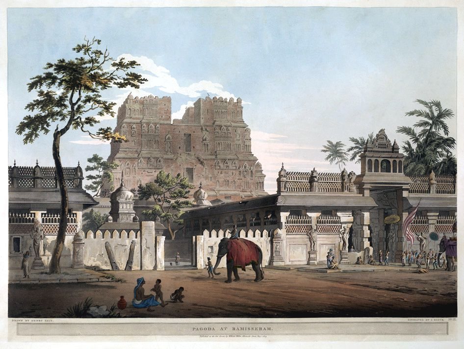 Pagoden i Ramisseram af Henry Salt, 1809, tegnet i Rameswaram, Indien