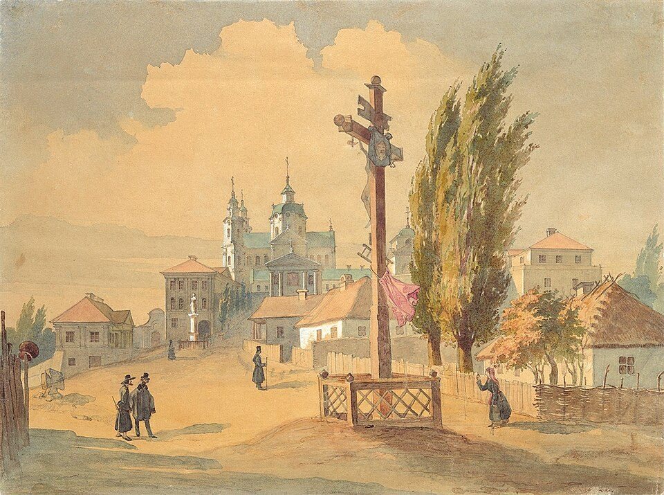 Laura de Pocháiv desde el este de Taras Shevchenko, octubre de 1846, dibujado en Pocháiv, Ucrania