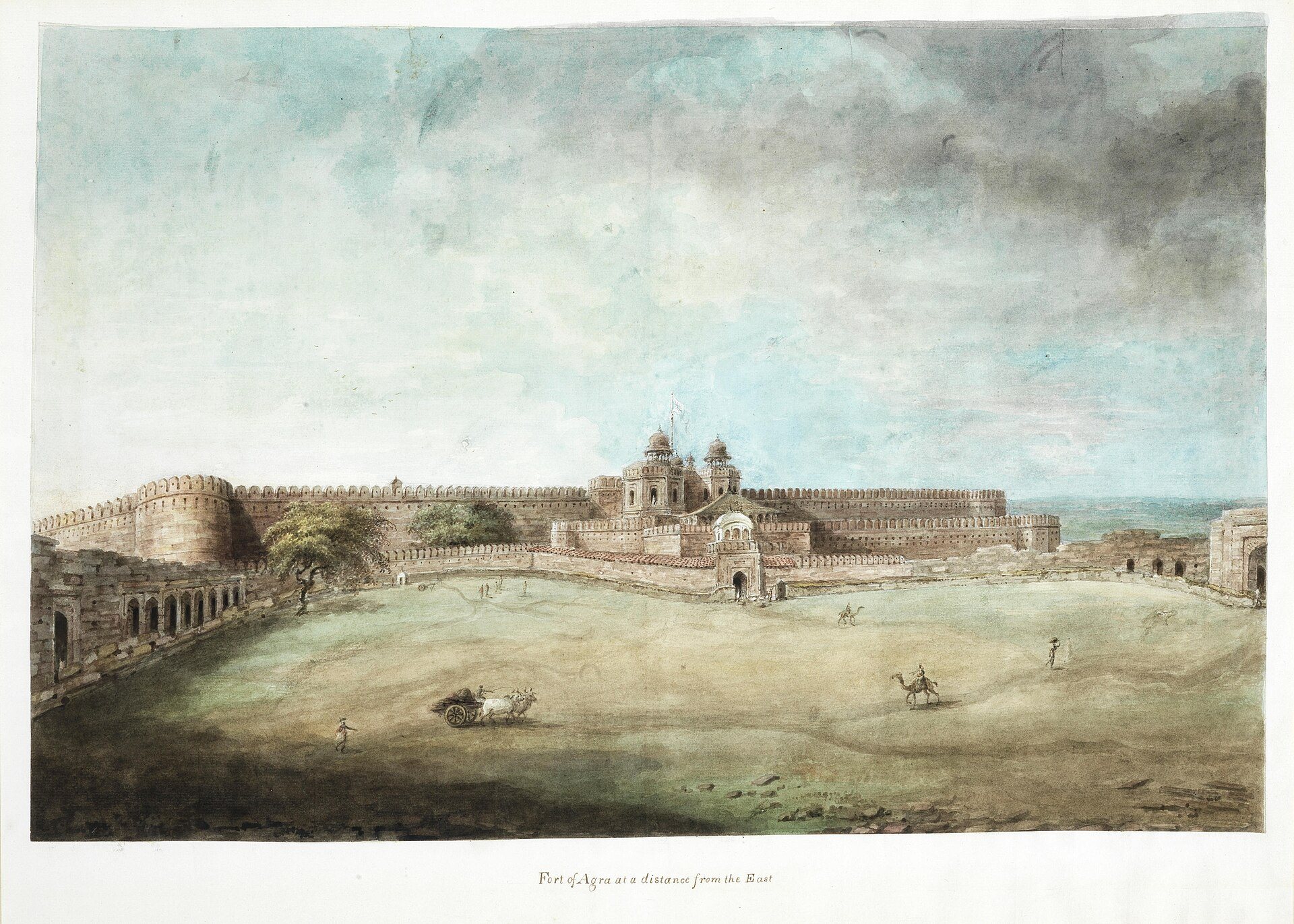 Sita Ram: Doğudan Agra Kalesi, yak. 1815, çizildiği yer: Agra Kalesi, Hindistan