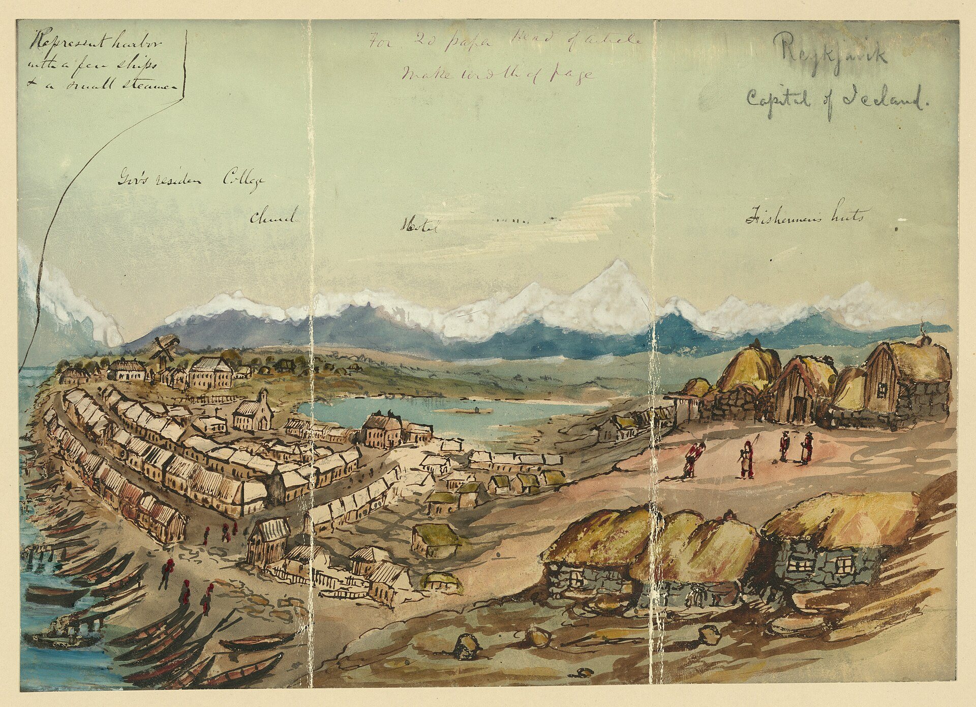 Reykjavík, hlavné mesto Islandu: Bayard Taylor, 1862, nakreslené: Reykjavík, Island