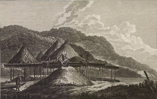 Summer and Winter Dwellings in Kamchatka — John Webber, 1779