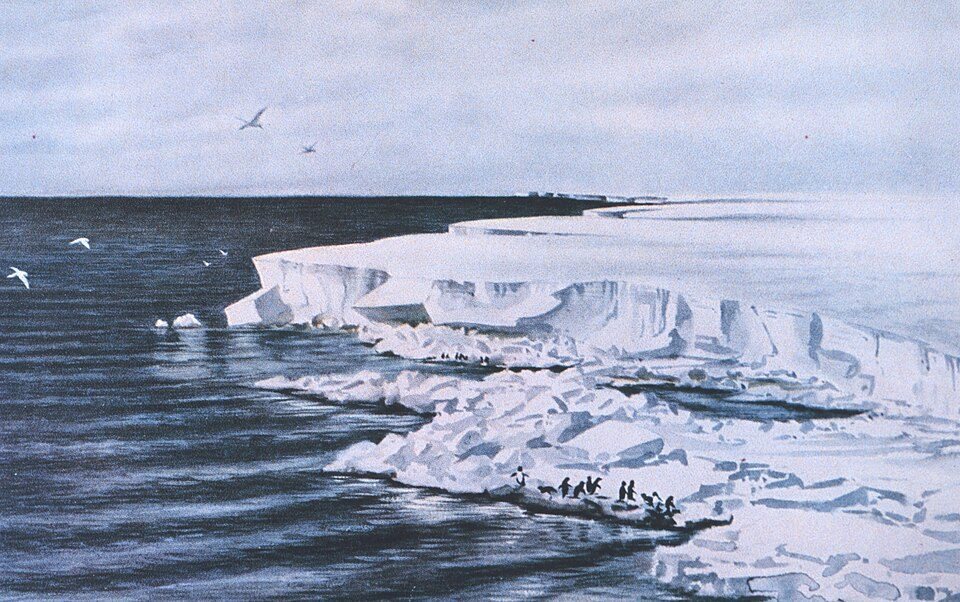 Eisbarriere am Kap Crozier von Edward Wilson, 1911, gezeichnet in Kap Crozier, Ross-Insel, Antarktis