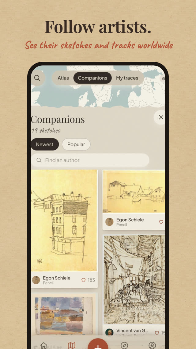 Comunidad: bocetos de los artistas que sigues, con «me gusta»