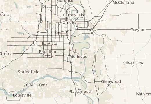 Kort over Bellevue, Nebraska