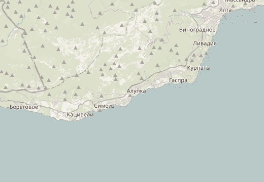 Map around Alupka, Crimea