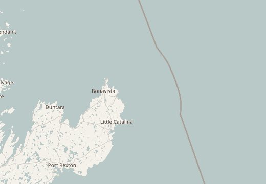 แผนที่บริเวณนิวฟันด์แลนด์, แคนาดา