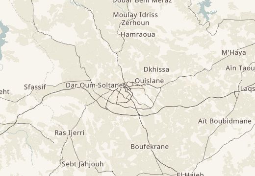 Map around Meknes, Morocco