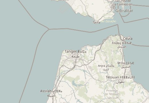 Map around Tangier, Morocco