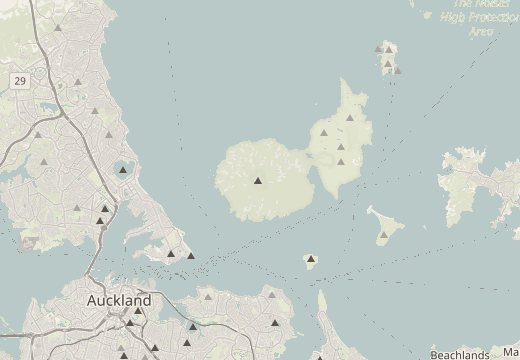 Mapa okolí: Záliv Hauraki, Auckland, Nový Zéland