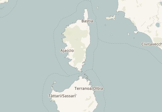 バヴェッラ、コルシカ、フランス周辺の地図