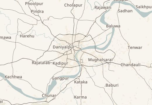 Mapa okolí: Váránasí, Indie