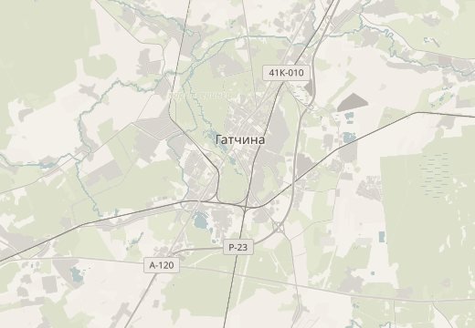 Mapa de Gàttxina, óblast de Leningrad