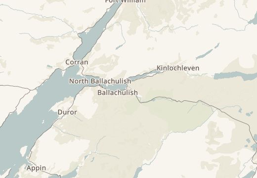 Kort over Glencoe, Skotland