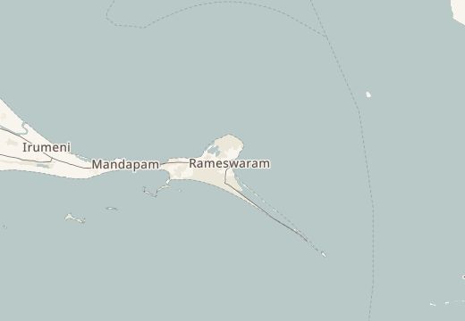 Kort over Rameswaram, Indien