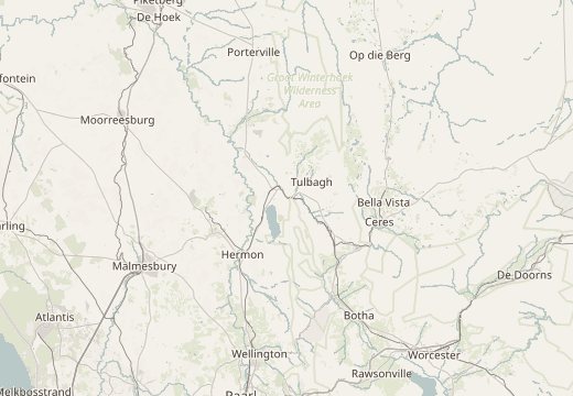 Mapa de Tulbagh, Sud-àfrica