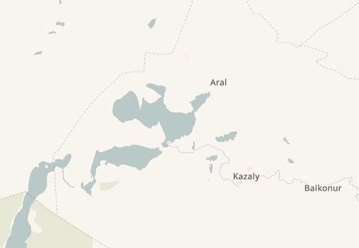 Kort over Øen Kosaral, Aralsøen, Kasakhstan
