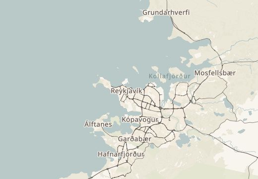 Mapa okolí: Reykjavík, Island